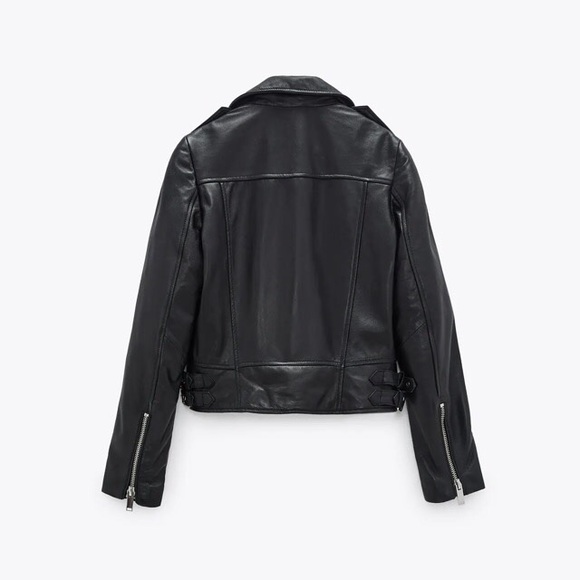 NEW WITH TAGS Zara Real Leather Biker Jacket - Picture 2 of 7